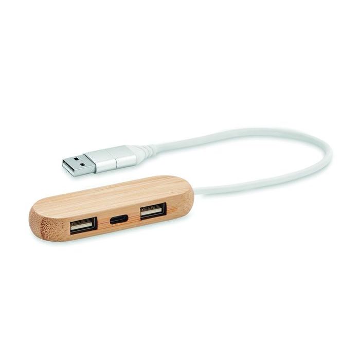 VINA C 3 portos bambusz USB elosztó